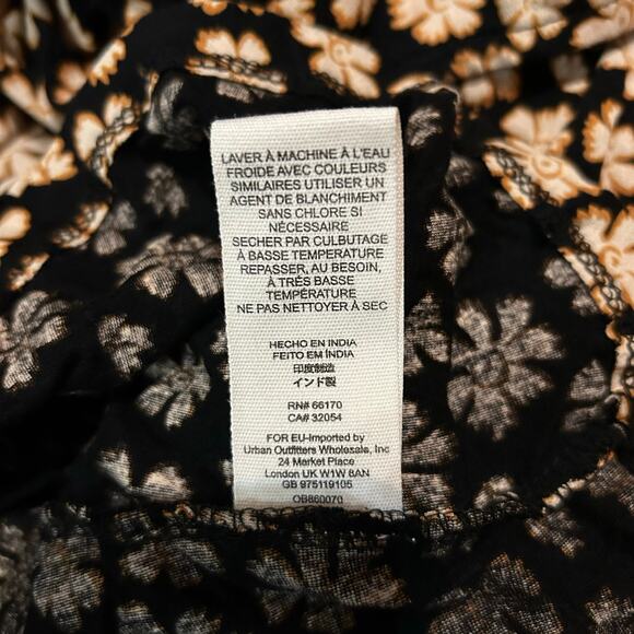 Free People Floral Print Pradera Faux Wrap Black Copper Mini Dress Size Medium - Picture 7 of 7